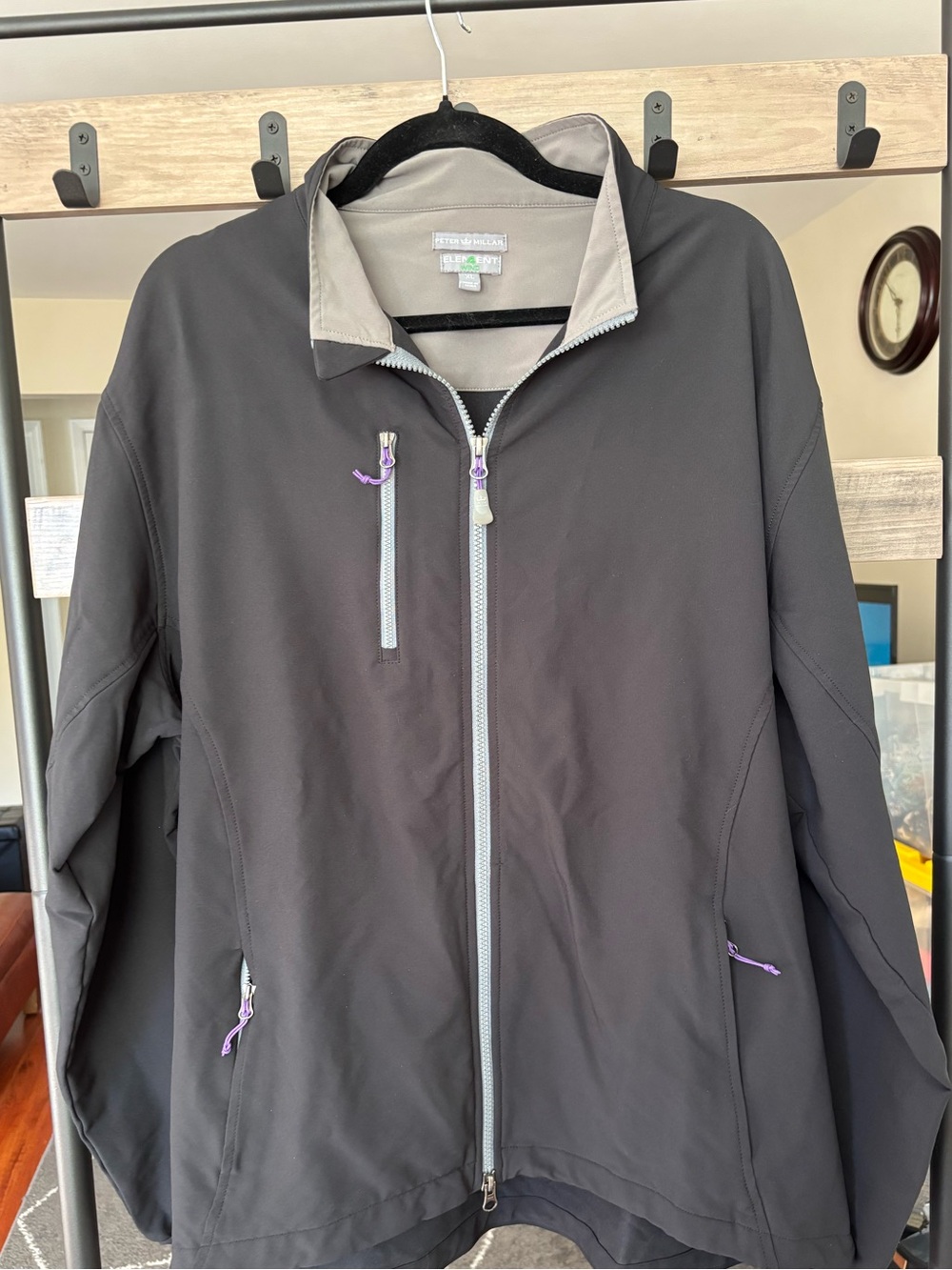 Peter Millar Men's Gray Softshell Jacket - Element wind - XL